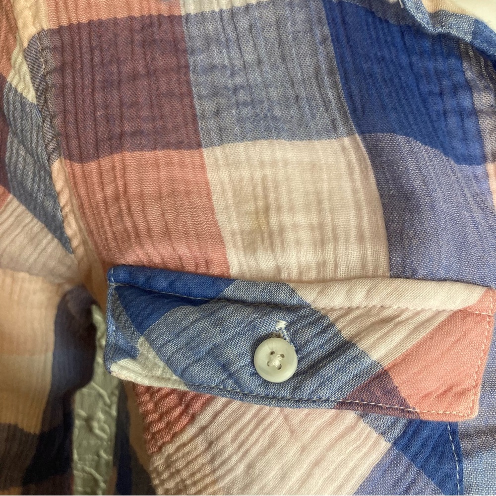 Isabel Maternity Plaid Tunic Top Pink Blue Tie Waist - Picture 8 of 14